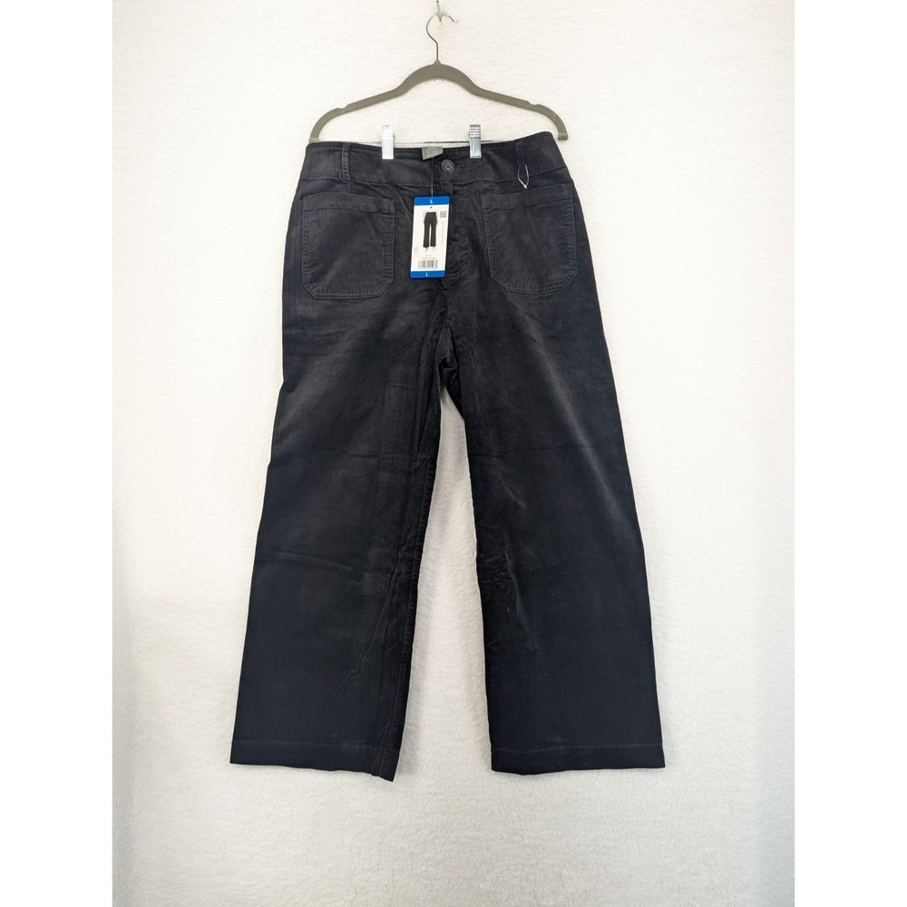 NWT Matty M Ladies Everyday Button Zip Fly Corduroy Pants‎ Black w Pockets L